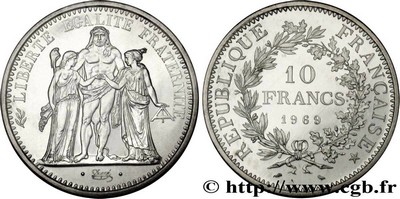 Pièce argent 10F Hercule 1970 