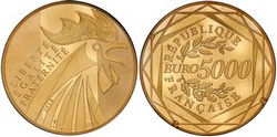 OR – FRANCE - 5000 EURO COQ - 100 GR OR FIN